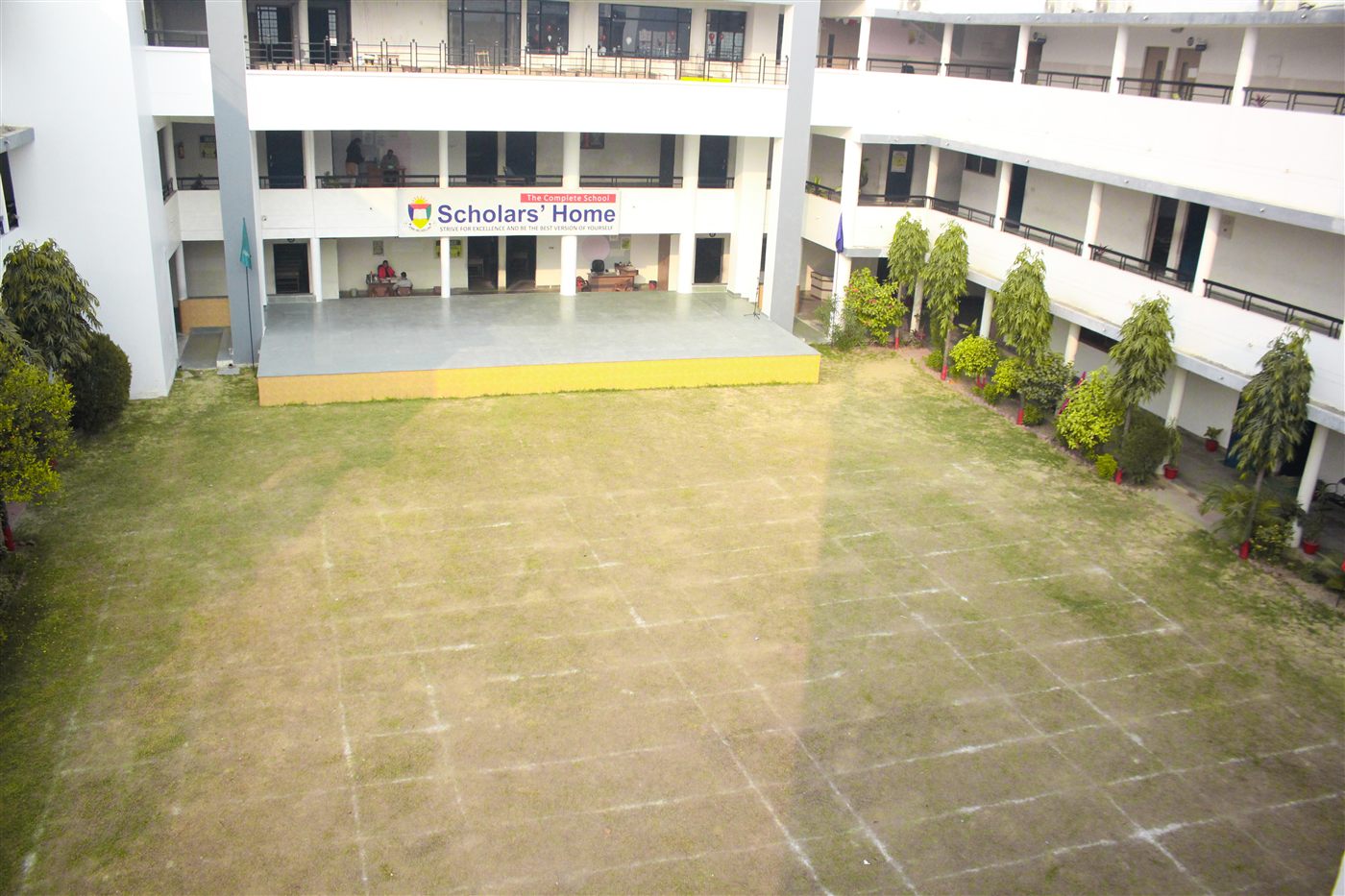 Open auditorium and ground at Scholars' Home school, Gomti Nagar Lucknow