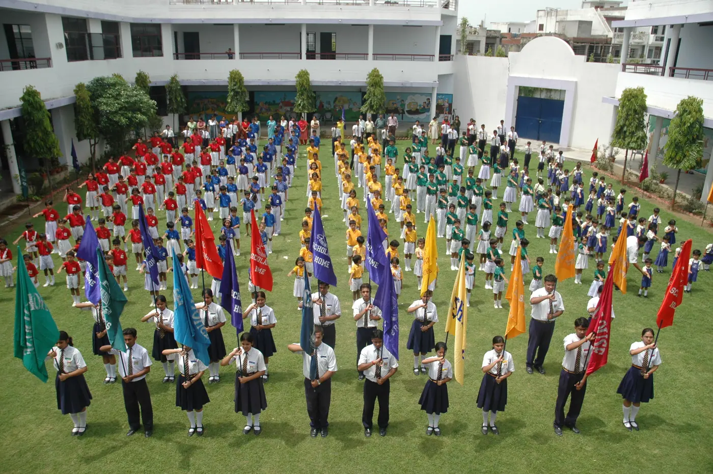 Sports day formations on the school ground