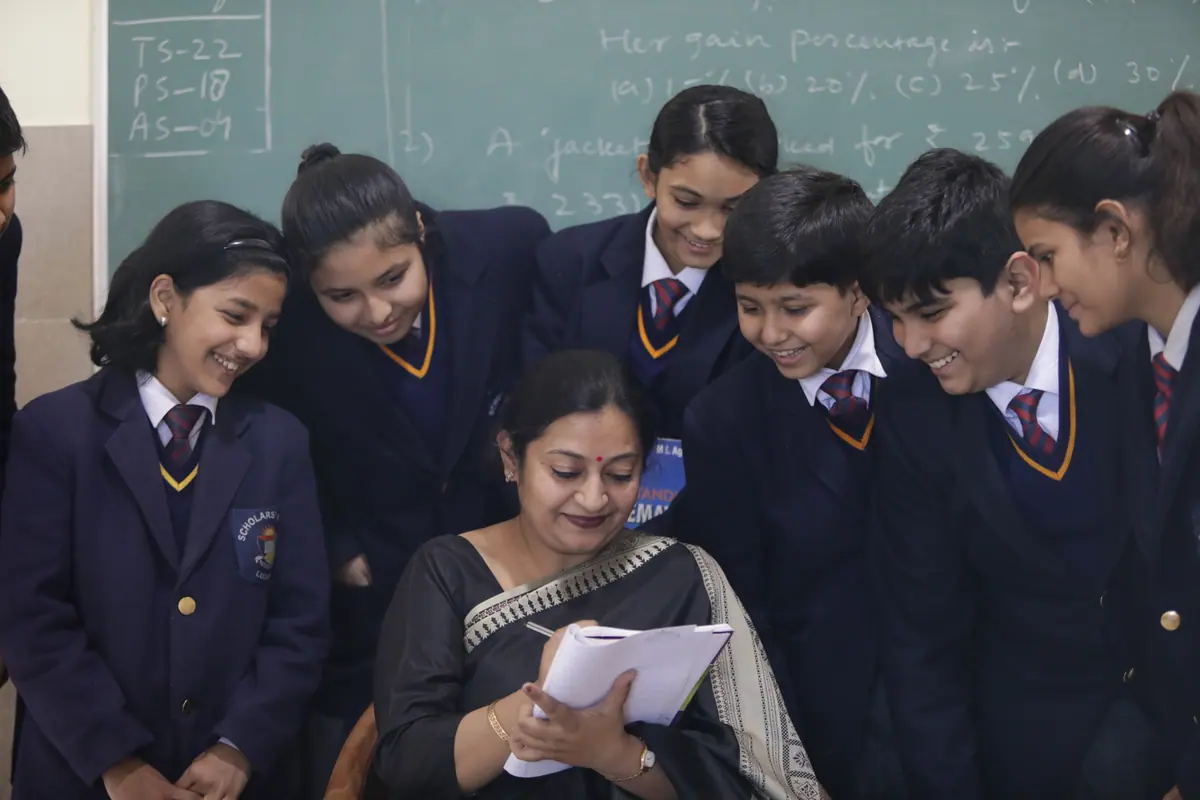 Senior ICSE and ISC students with their teacher at Scholars' Home, Gomti Nagar, Lucknow