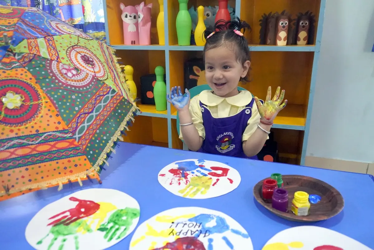 Painting with hands and brushes