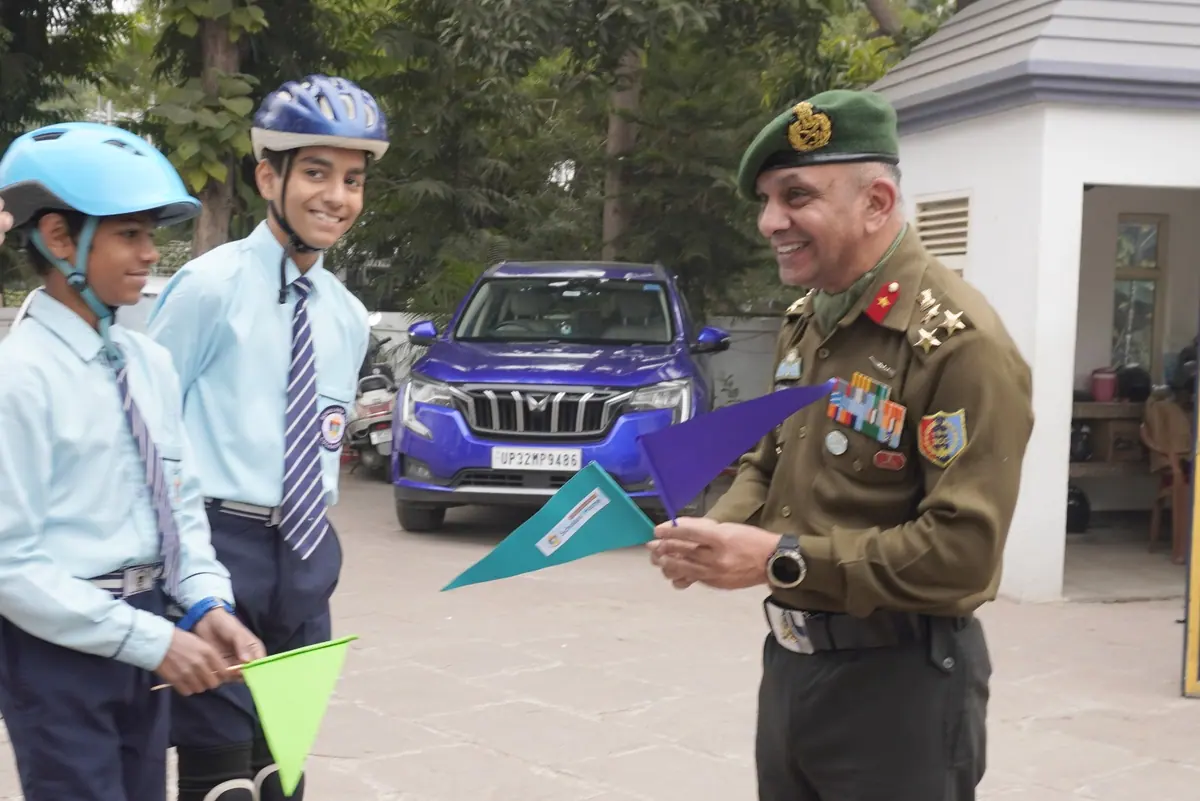 Army officers at the student exhibition