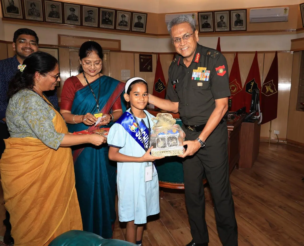 Students honoured by officers of the Indian Army