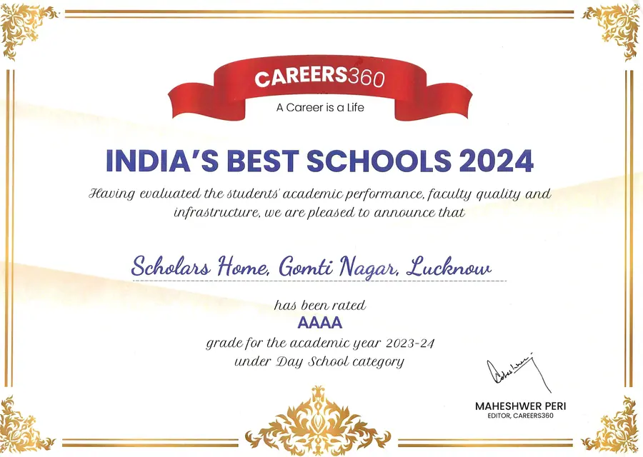 Careers360 India's Best Schools 2024 certificate with AAAA rating