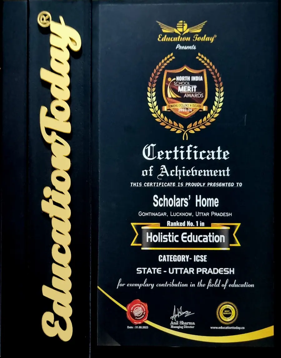 Certificate — Ranked No. 1 in Uttar Pradesh for Holistic Education