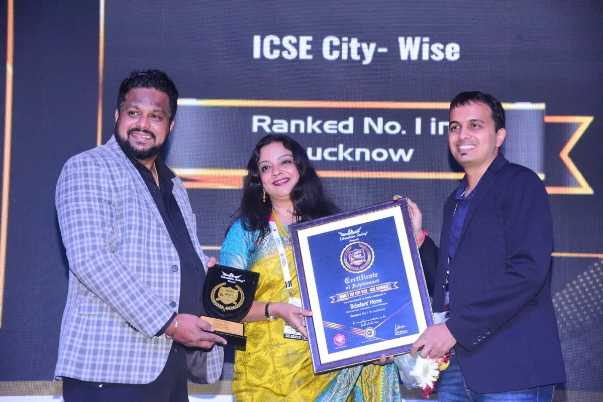 Receiving the ICSE city-wise Ranked No. 1 in Lucknow award