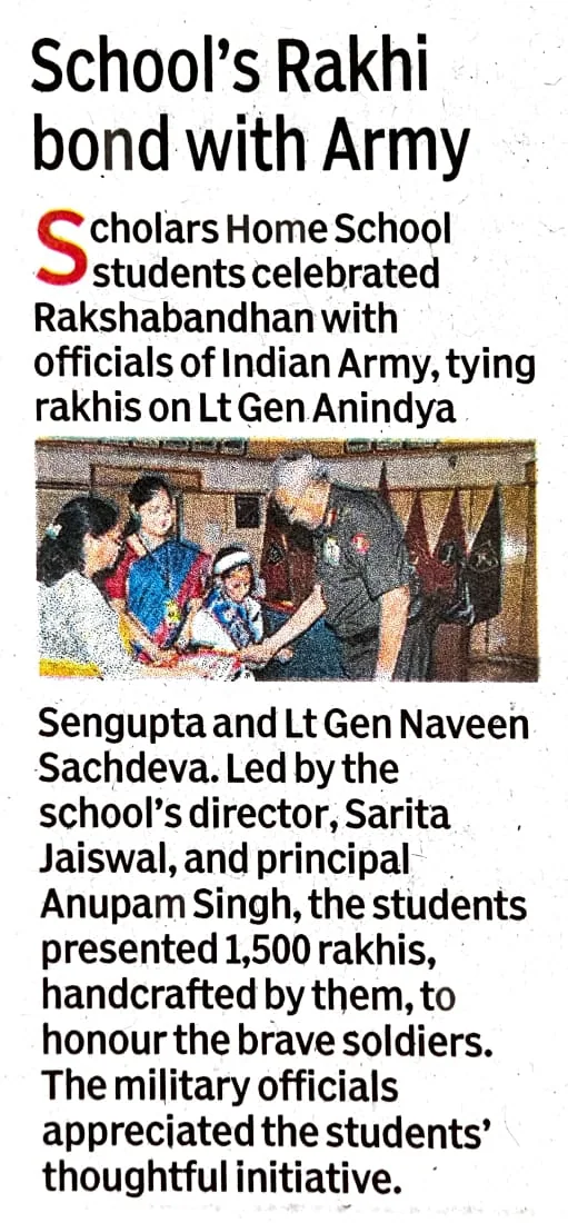 The Times of India, 7 Aug 2025: 1,500 handmade rakhis for the soldiers of Central Command